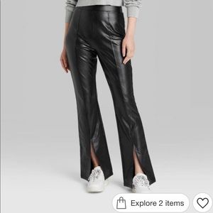 Women's Slit Front Faux Leather Flare Pants - Wild Fable